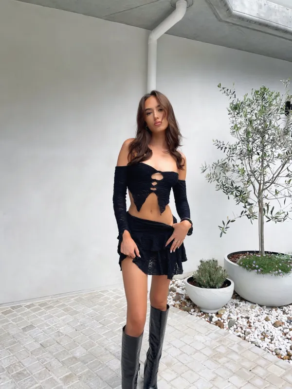 ALICE CROP TOP BLACK - OUTCAST EXCLUSIVE sold by Outcast Clothing