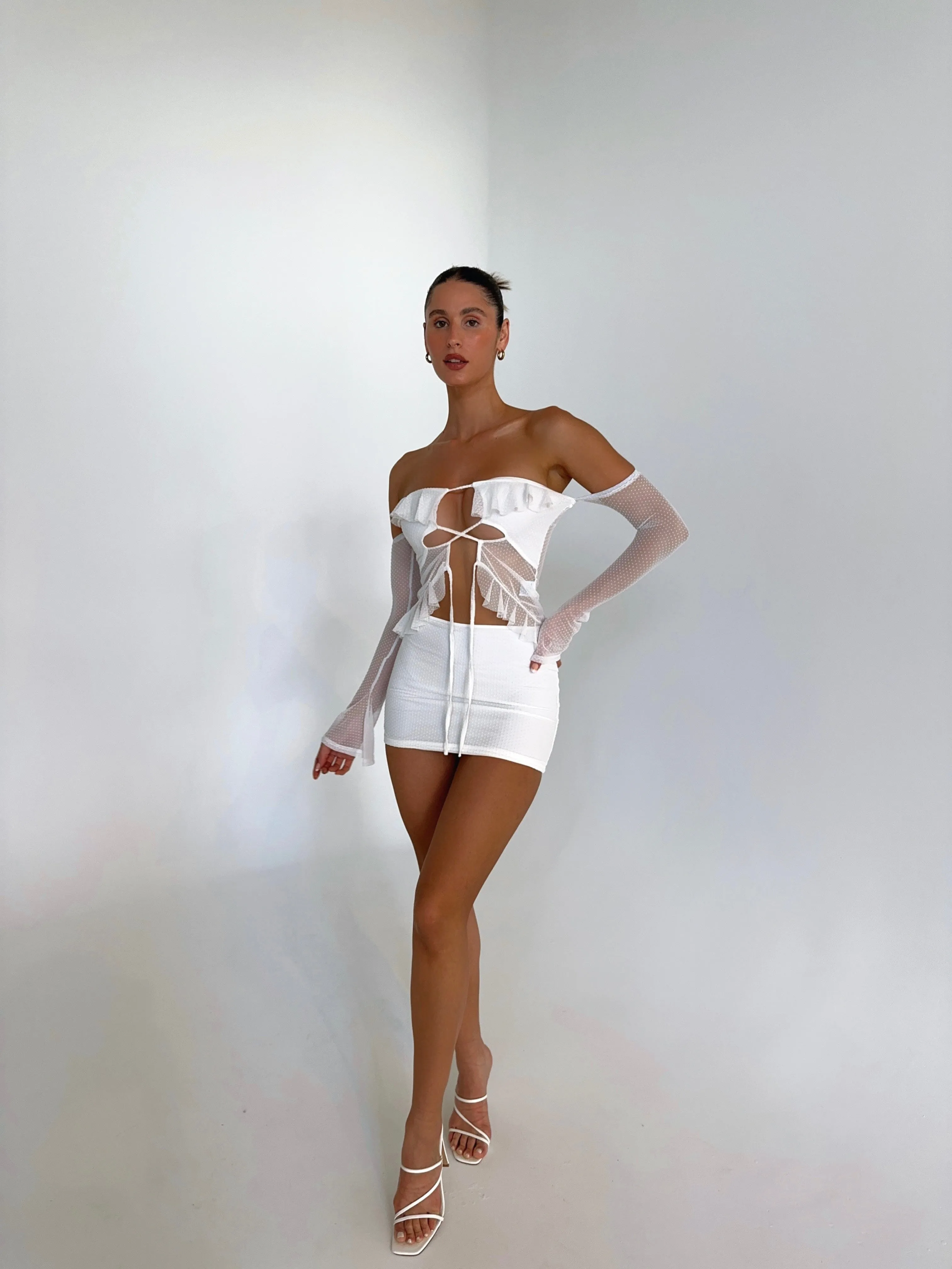 SATINE MINI SKIRT WHITE - OUTCAST EXCLUSIVES sold by Outcast Clothing product image thumbnail 5