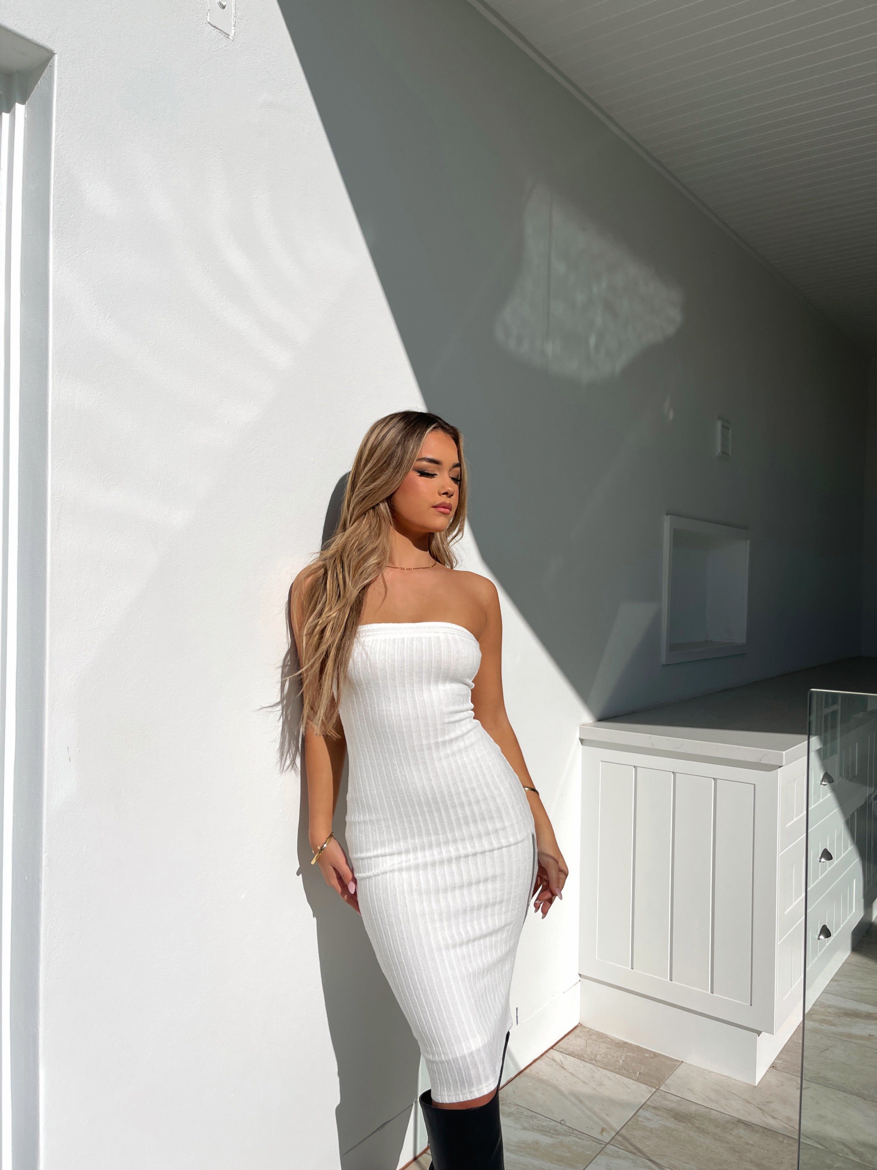 TULUM MIDI DRESS WHITE - OUTCAST EXCLUSIVES sold by Outcast Clothing