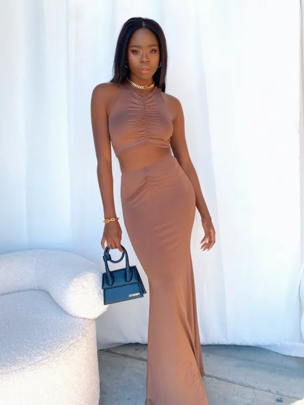 BETTY TWO PIECE SET MOCHA made by Outcast Clothing