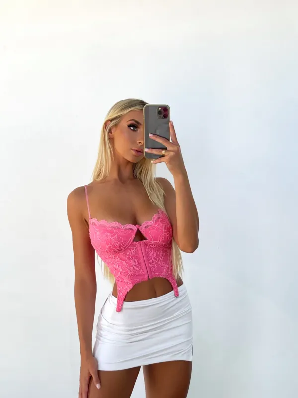 CASEY BUSTIER CROP PINK - OUTCAST EXCLUSIVES sold by Outcast Clothing