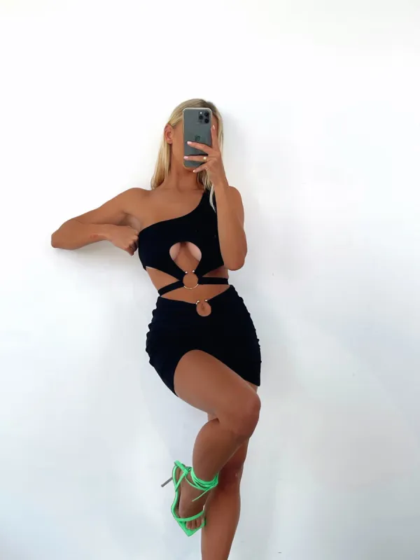 CAPRI MINI SKIRT BLACK - OUTCAST EXCLUSIVES sold by Outcast Clothing