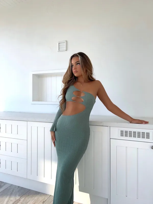 CALI KNIT MAXI DRESS SAGE - OUTCAST EXCLUSIVES sold by Outcast Clothing