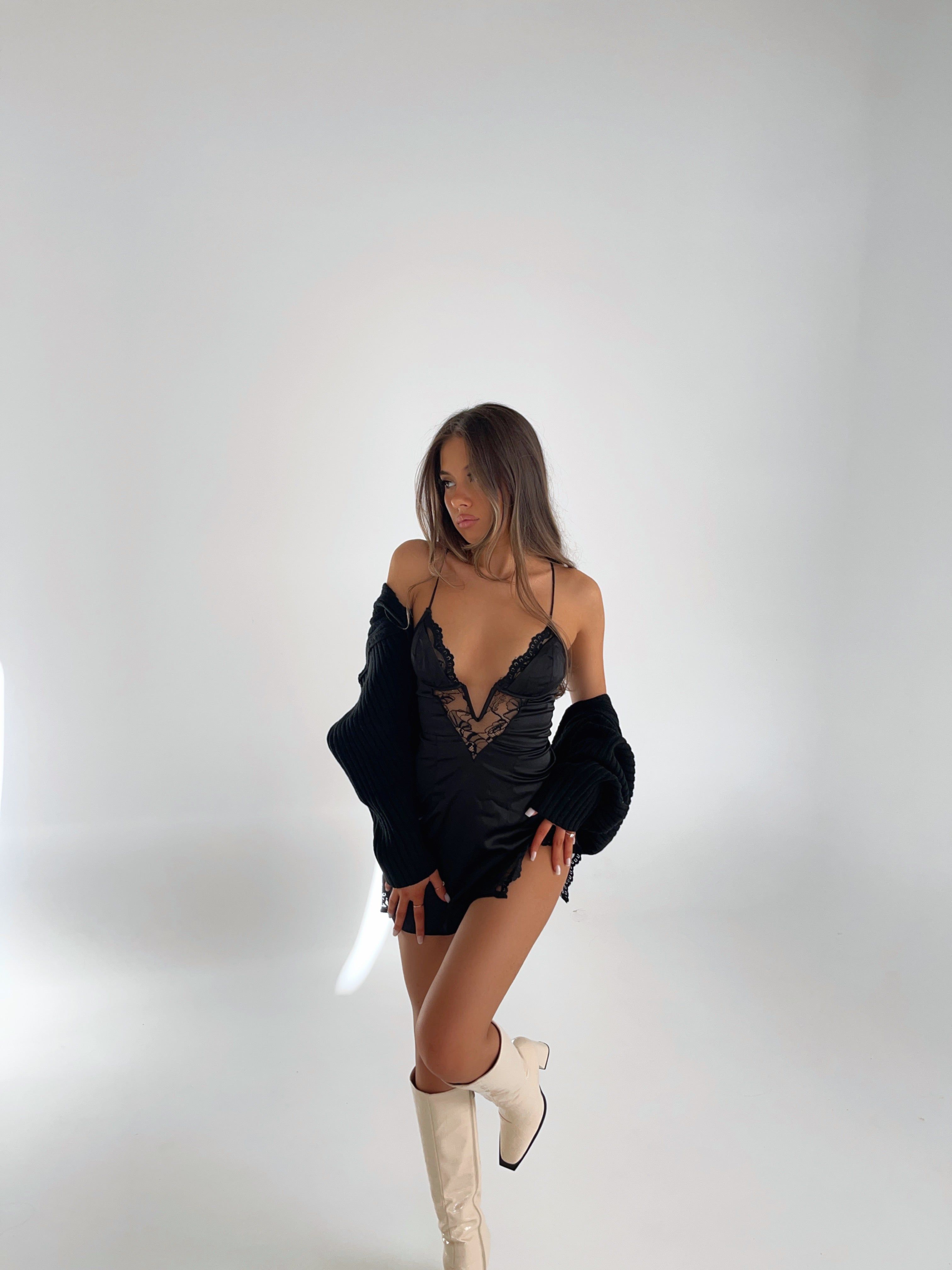 CHAMPAGNE SLIP MINI DRESS BLACK - OUTCAST EXCLUSIVES sold by Outcast Clothing product image thumbnail 2
