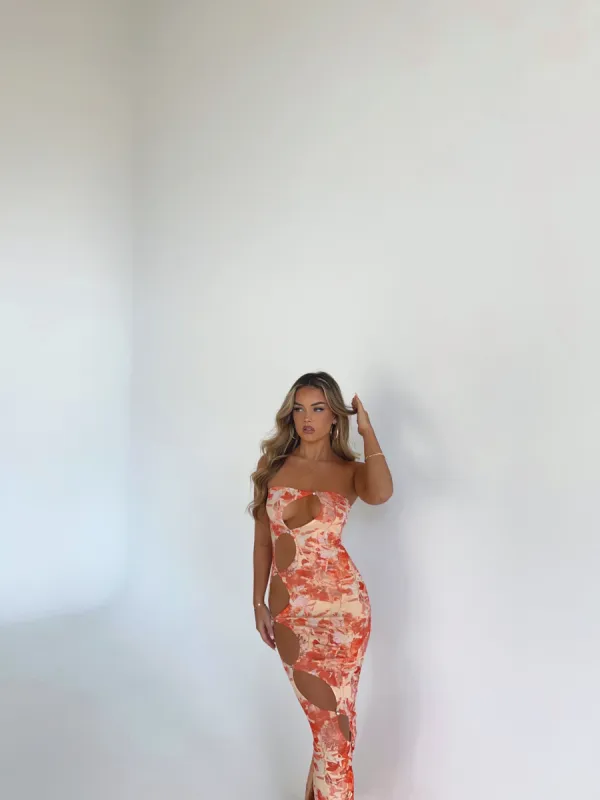 NAPES PRINTED MESH MAXI DRESS - OUTCAST EXCLUSIVES sold by Outcast Clothing