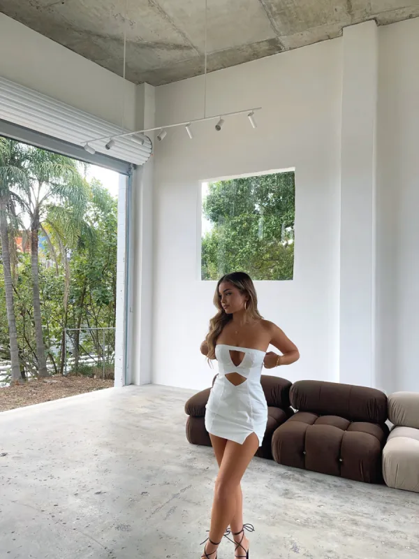 SOPH MINI DRESS WHITE DENIM - OUTCAST EXCLUSIVES sold by Outcast Clothing