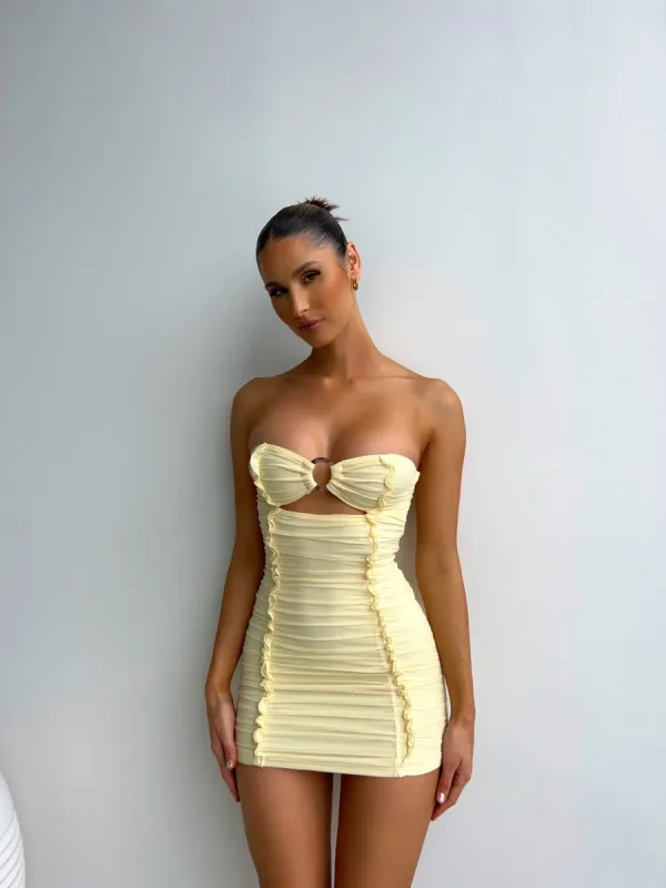 MALIBU MINI DRESS LEMON - OUTCAST EXCLUSIVES sold by Outcast Clothing