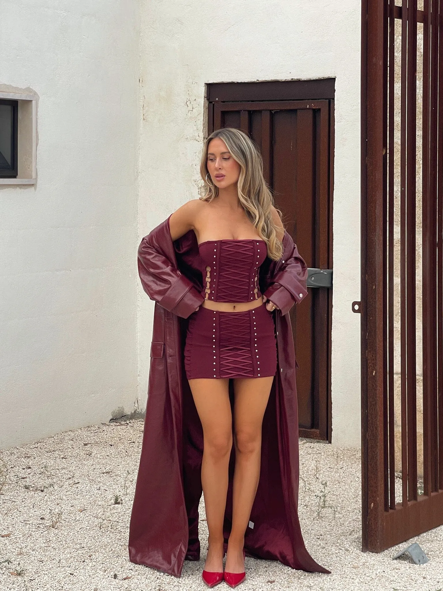 MARTINE TOP BURGUNDY sold by Outcast Clothing