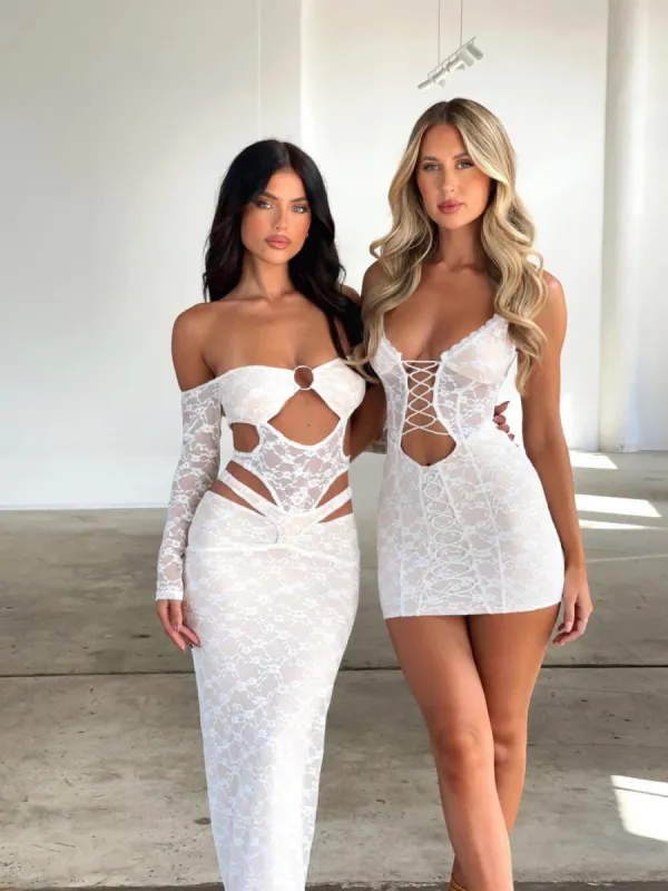 CORA LACE MAXI DRESS WHITE - OUTCAST EXCLUSIVES sold by Outcast Clothing