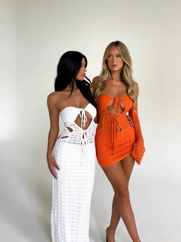 MONA CROCHET MINI DRESS ORANGE - OUTCAST EXCLUSIVES | Parallel