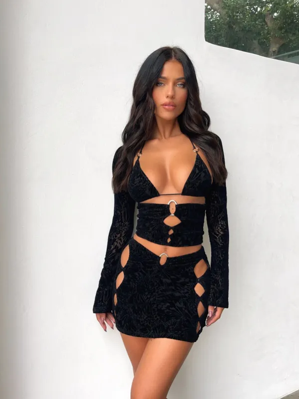 ZEVA CROP TOP BLACK sold by Outcast Clothing