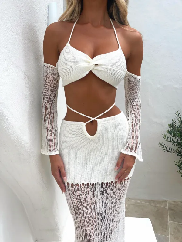 PISCES CROCHET CROP TOP WHITE - OUTCAST EXCLUSIVES made by Outcast Clothing
