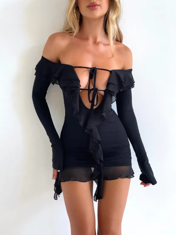 TILLIE MESH MINI DRESS BLACK sold by Outcast Clothing