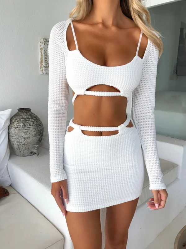 LORRI MINI SKIRT WHITE - OUTCAST EXCLUSIVES sold by Outcast Clothing