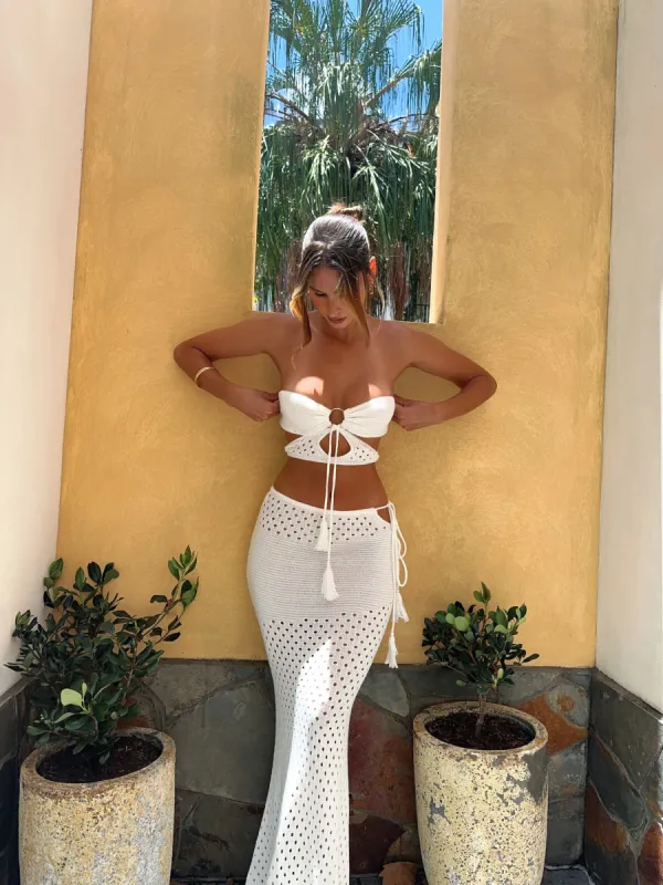 CHER CROCHET CROP TOP WHITE - OUTCAST EXCLUSIVES sold by Outcast Clothing