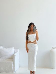 ALIONA BUSTIER CROP TOP WHITE - OUTCAST EXCLUSIVES sold by Outcast Clothing
