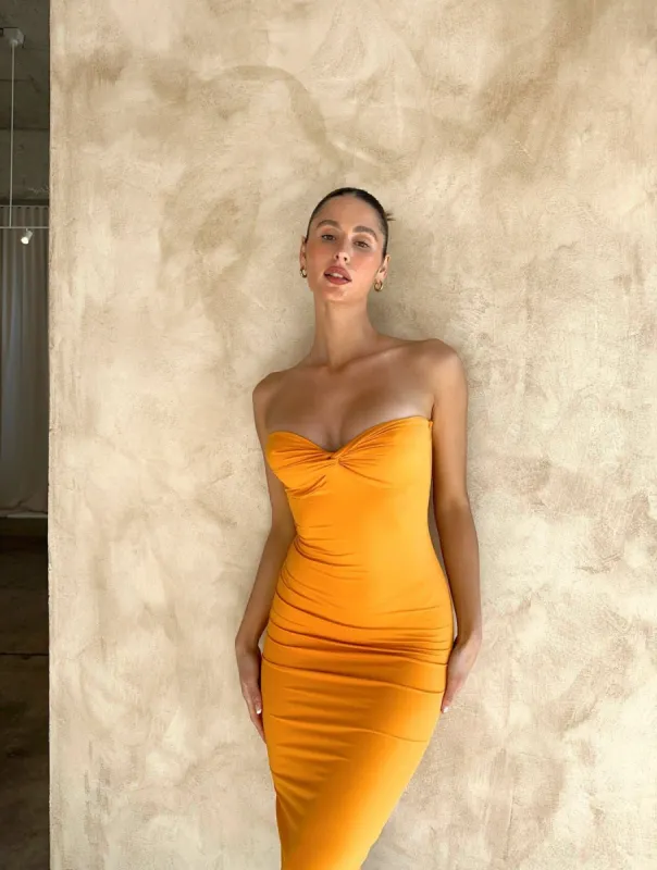 BEA MIDI DRESS ORANGE - OUTCAST EXCLUSIVES sold by Outcast Clothing