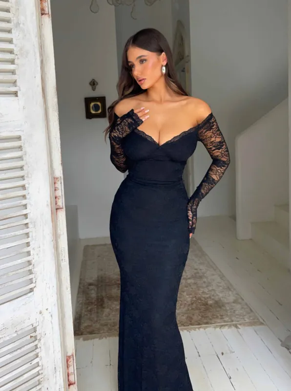 EMERSON MAXI DRESS SOLID BLACK sold by Outcast Clothing
