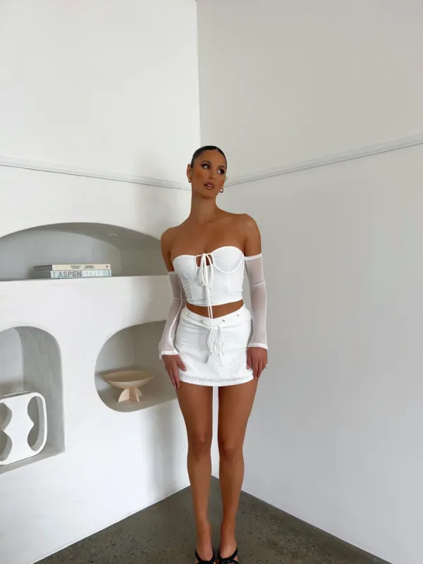 THE HILLS MINI SKIRT WHITE - OUTCAST EXCLUSIVES sold by Outcast Clothing