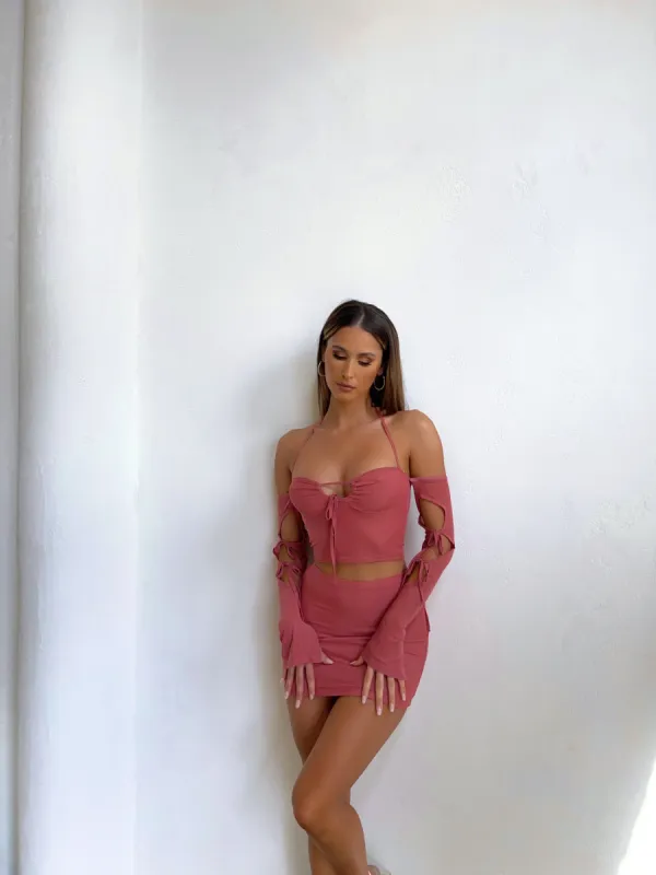 SOPHIA MINI SKIRT BLUSH - OUTCAST EXCLUSIVES sold by Outcast Clothing