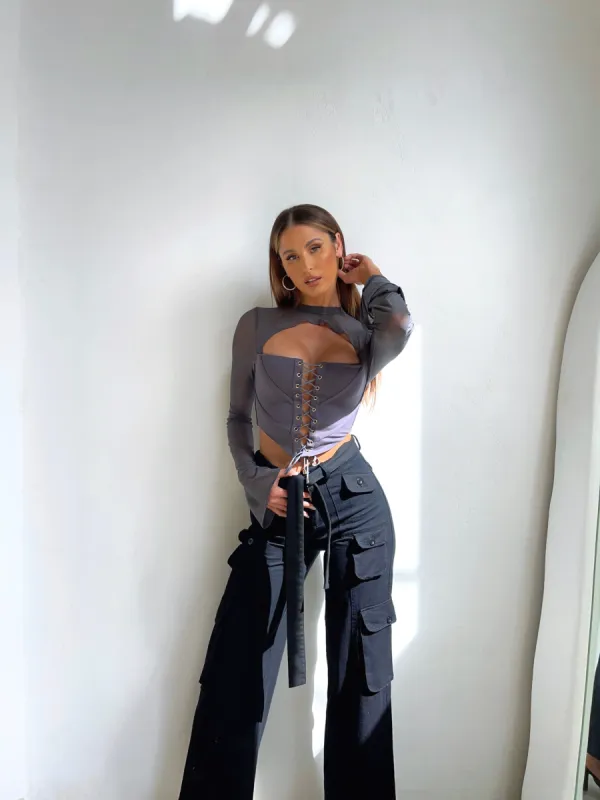 ARDON BUSTIER CROP GREY - OUTCAST EXCLUSIVES sold by Outcast Clothing