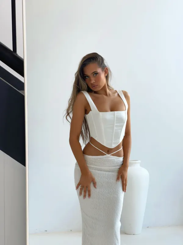 ALIONA BUSTIER CROP TOP WHITE - OUTCAST EXCLUSIVES sold by Outcast Clothing