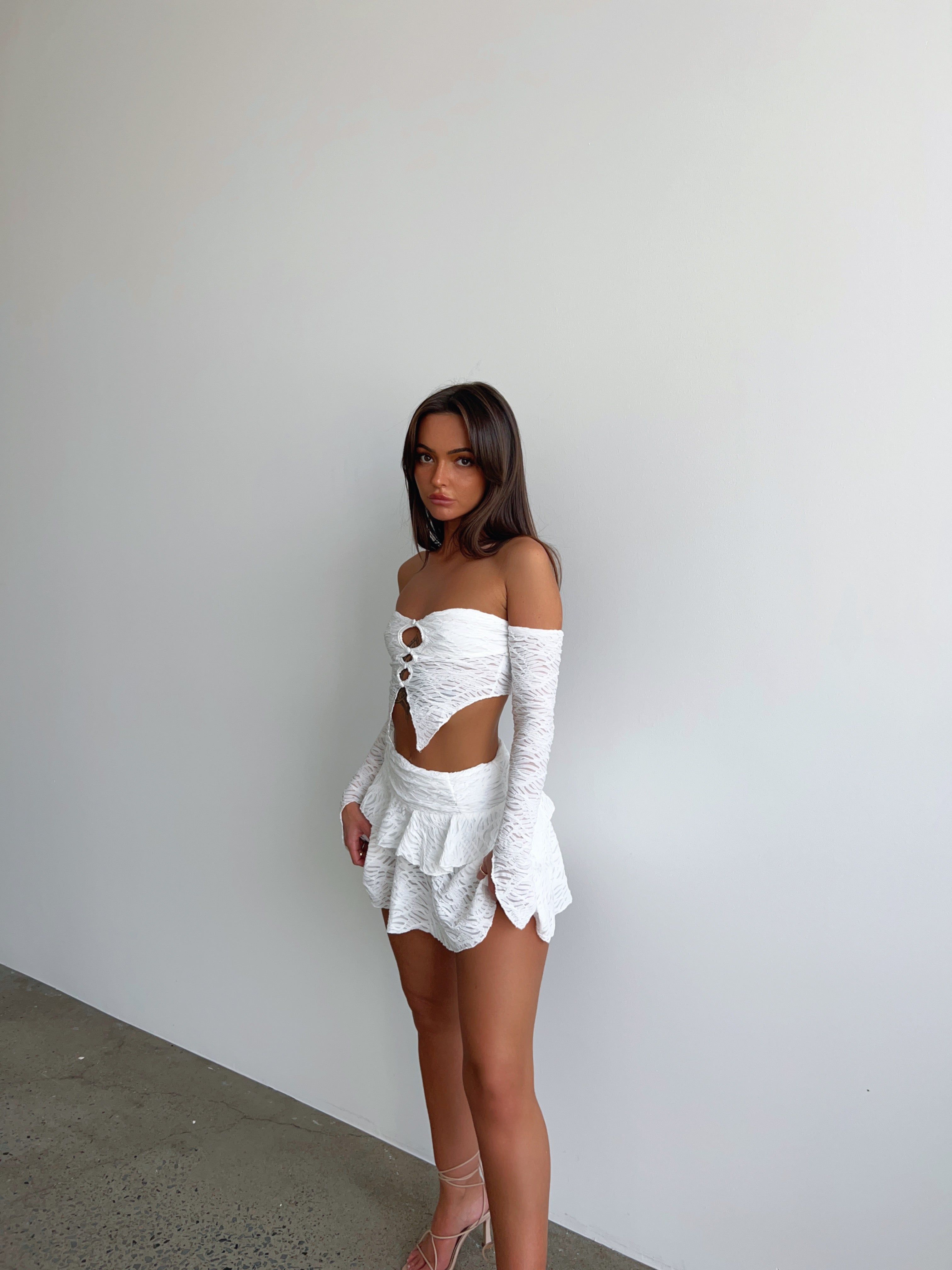 ALICE CROP TOP WHITE - OUTCAST EXCLUSIVES sold by Outcast Clothing