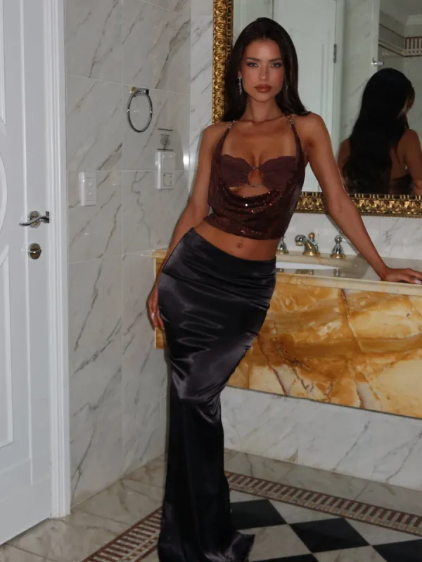 KARLINA TOP CHOCOLATE sold by Outcast Clothing