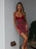 BONJOUR MINI DRESS BURGUNDY sold by Outcast Clothing