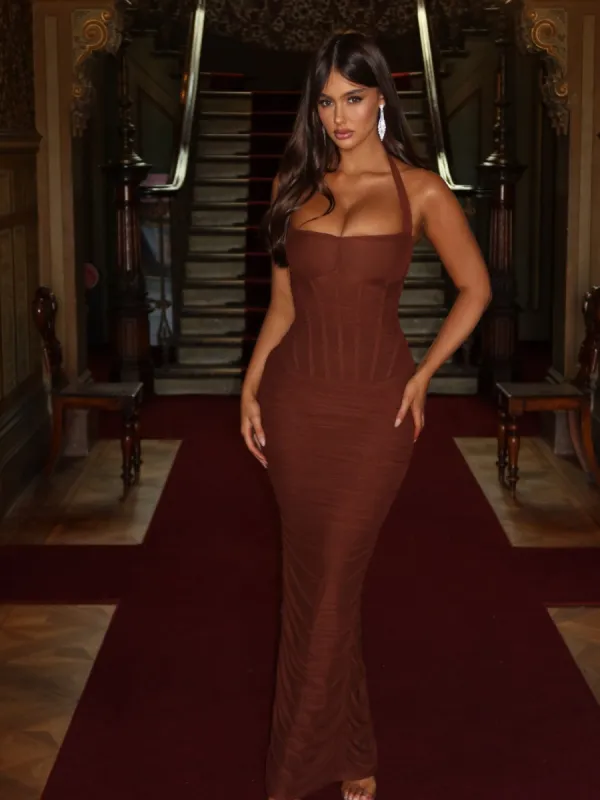 XAVIA MAXI DRESS BROWN sold by Outcast Clothing