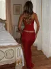 SOLA FLOWER MAXI SKIRT RED SHIMMER sold by Outcast Clothing