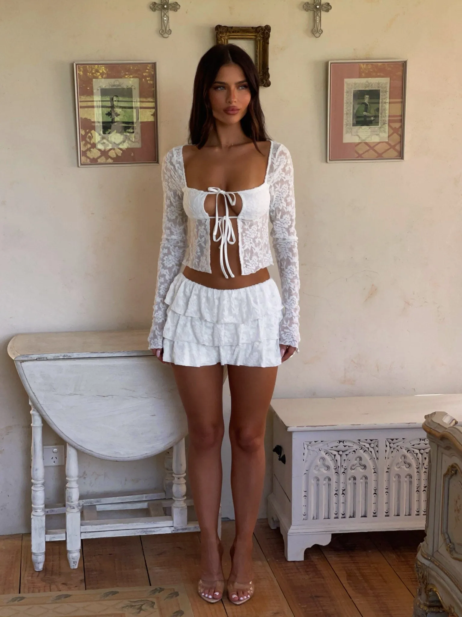 SYLVIA MINI SKIRT WHITE sold by Outcast Clothing