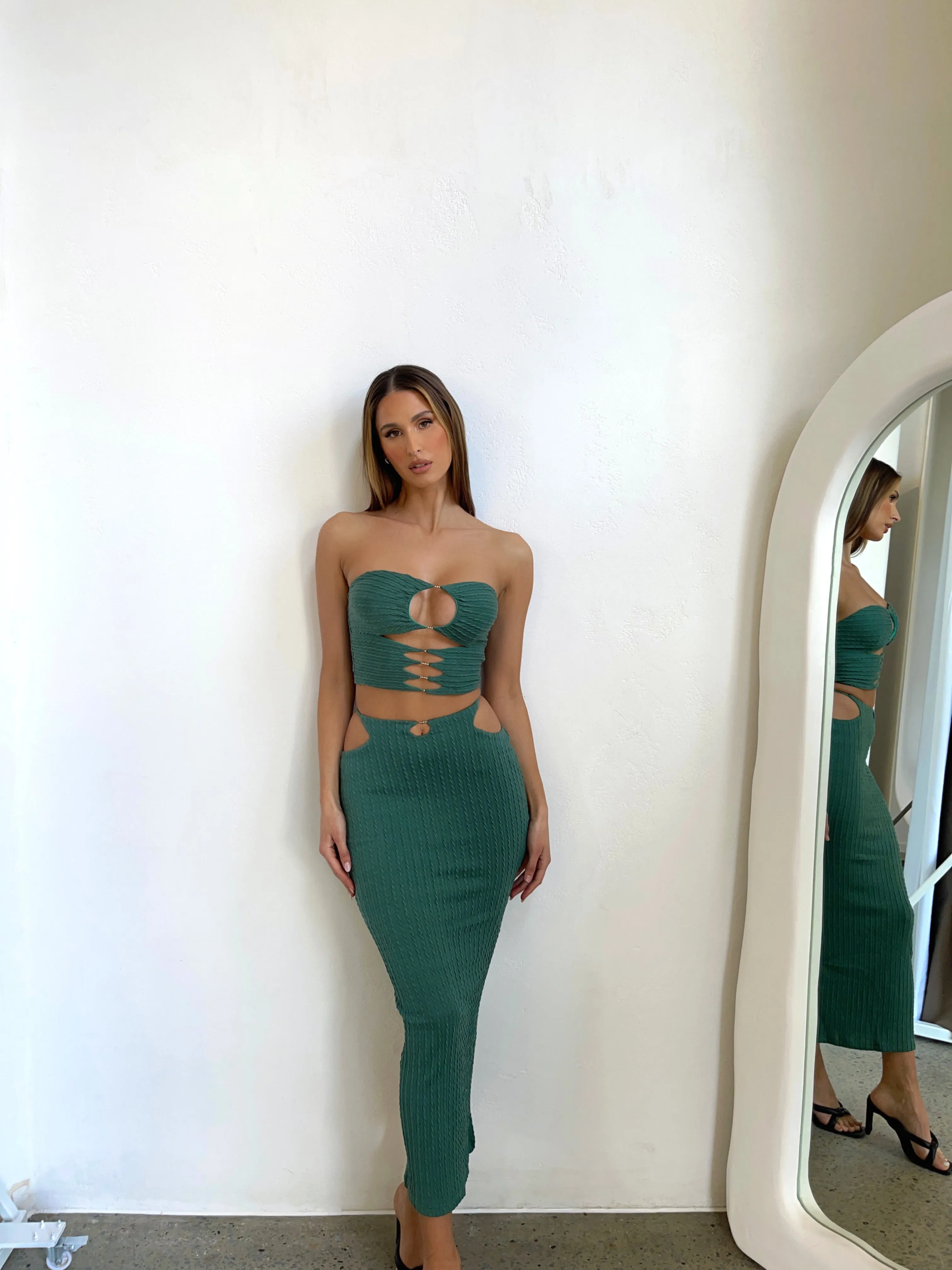 LARISSA MAXI SKIRT GREEN - OUTCAST EXCLUSIVES sold by Outcast Clothing