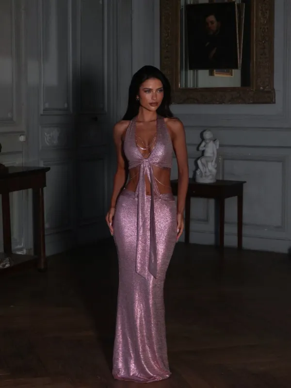ZELLA MAXI DRESS METALLIC PINK sold by Outcast Clothing