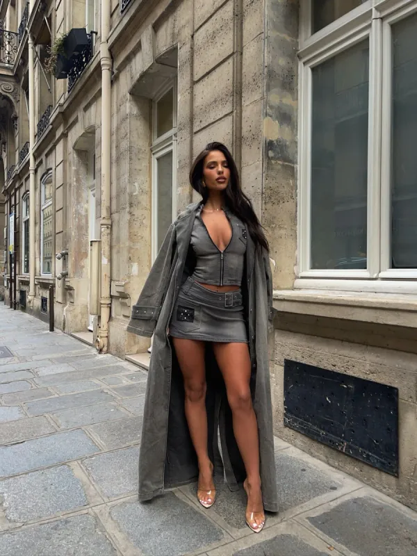 ELIAS MINI SKIRT BLACK DENIM sold by Outcast Clothing