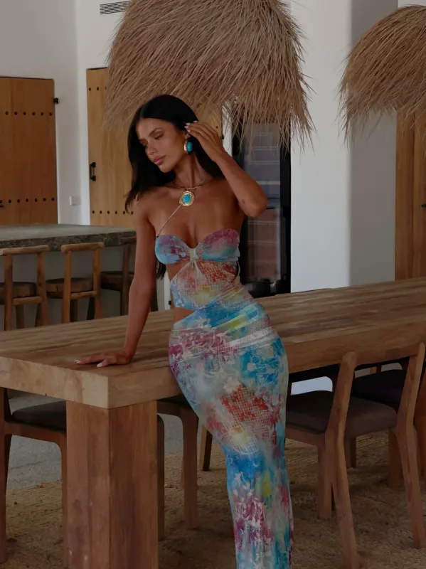 NIKI MAXI DRESS OPAL TOPAZ made by Outcast Clothing