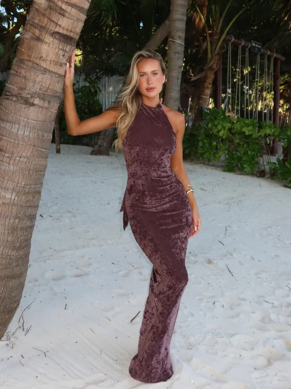 MIANE MAXI DRESS CHOCOLATE made by Outcast Clothing
