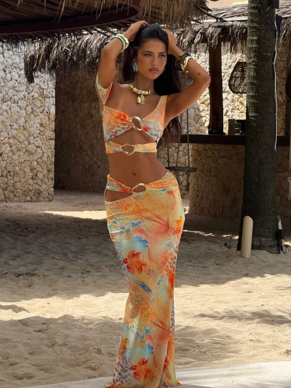 SIONAN MAXI SKIRT TEAL MALTA sold by Outcast Clothing