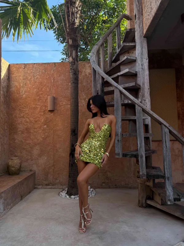 LAVIA MINI DRESS PEAR sold by Outcast Clothing