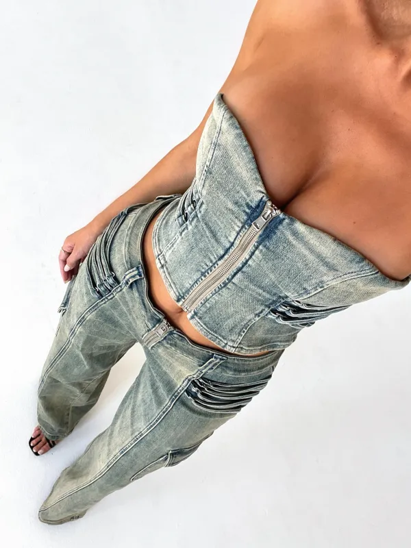 JOELLE CORSET TOP DENIM sold by Outcast Clothing