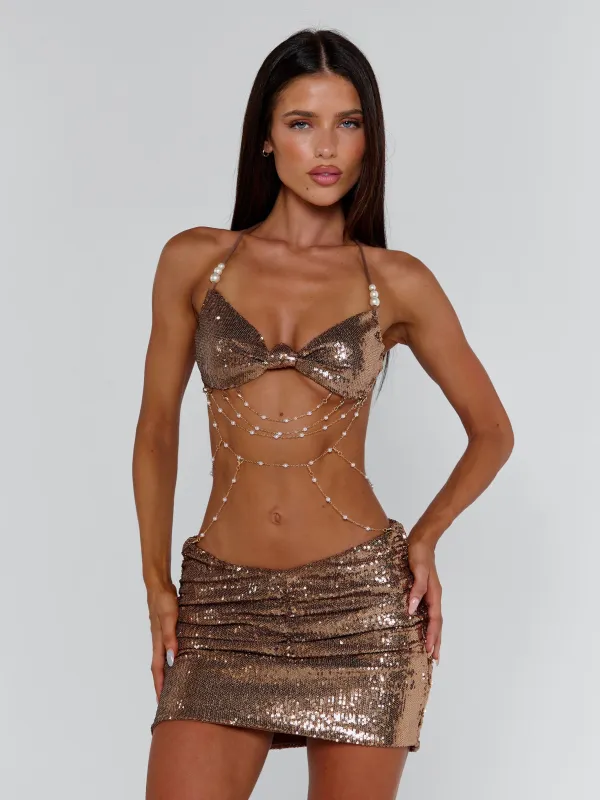 KELLA MINI DRESS BRONZE sold by Outcast Clothing