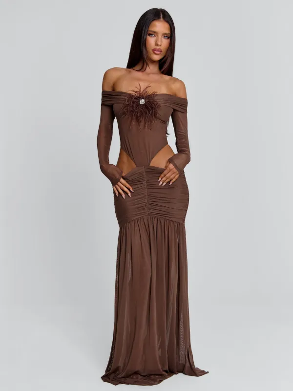 ANGELAE MAXI DRESS CHOCOLATE BROWN sold by Outcast Clothing