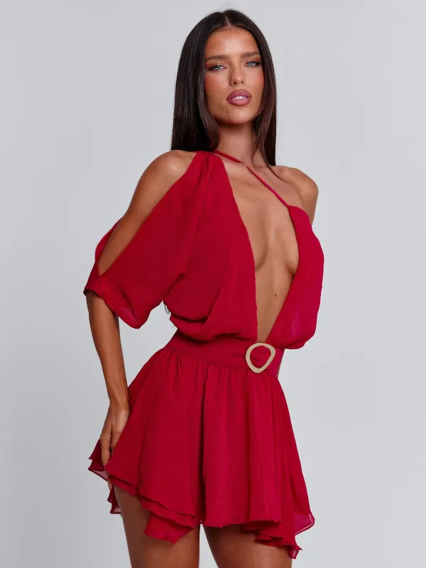 ERICE MINI DRESS DEEP RED sold by Outcast Clothing