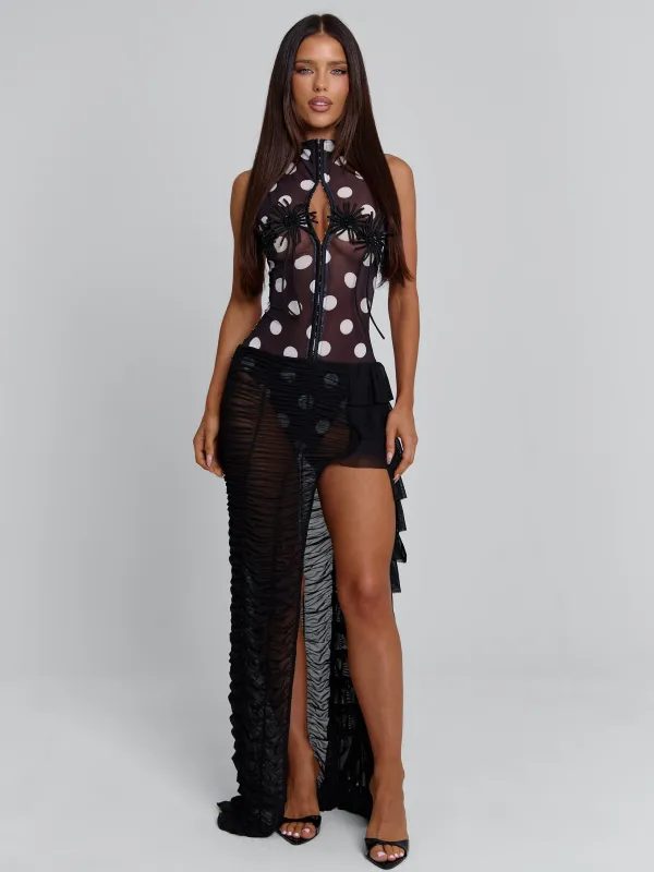 MAELIS MAXI DRESS BLACK POLKA DOT sold by Outcast Clothing