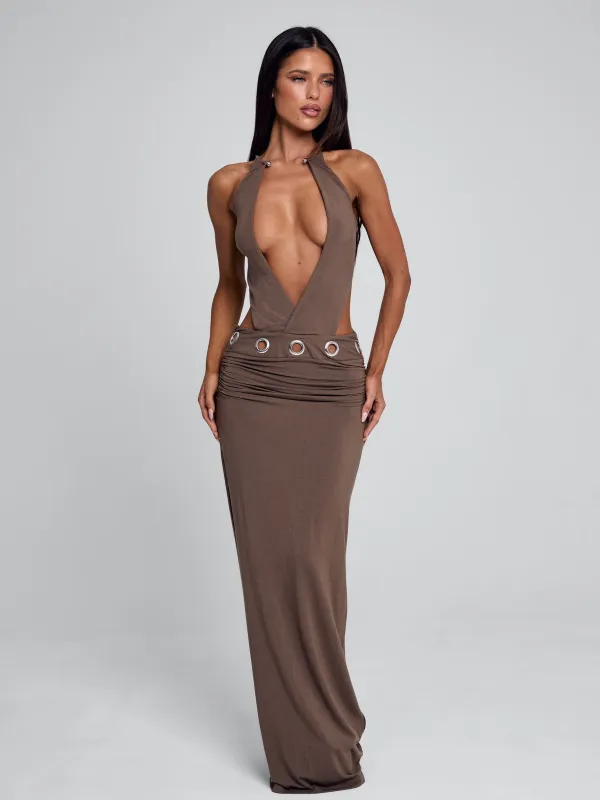 BELLINA MAXI DRESS BROWN sold by Outcast Clothing