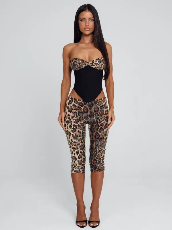 EIRA CAPRI PANT LEOPARD SEQUIN sold by Outcast Clothing