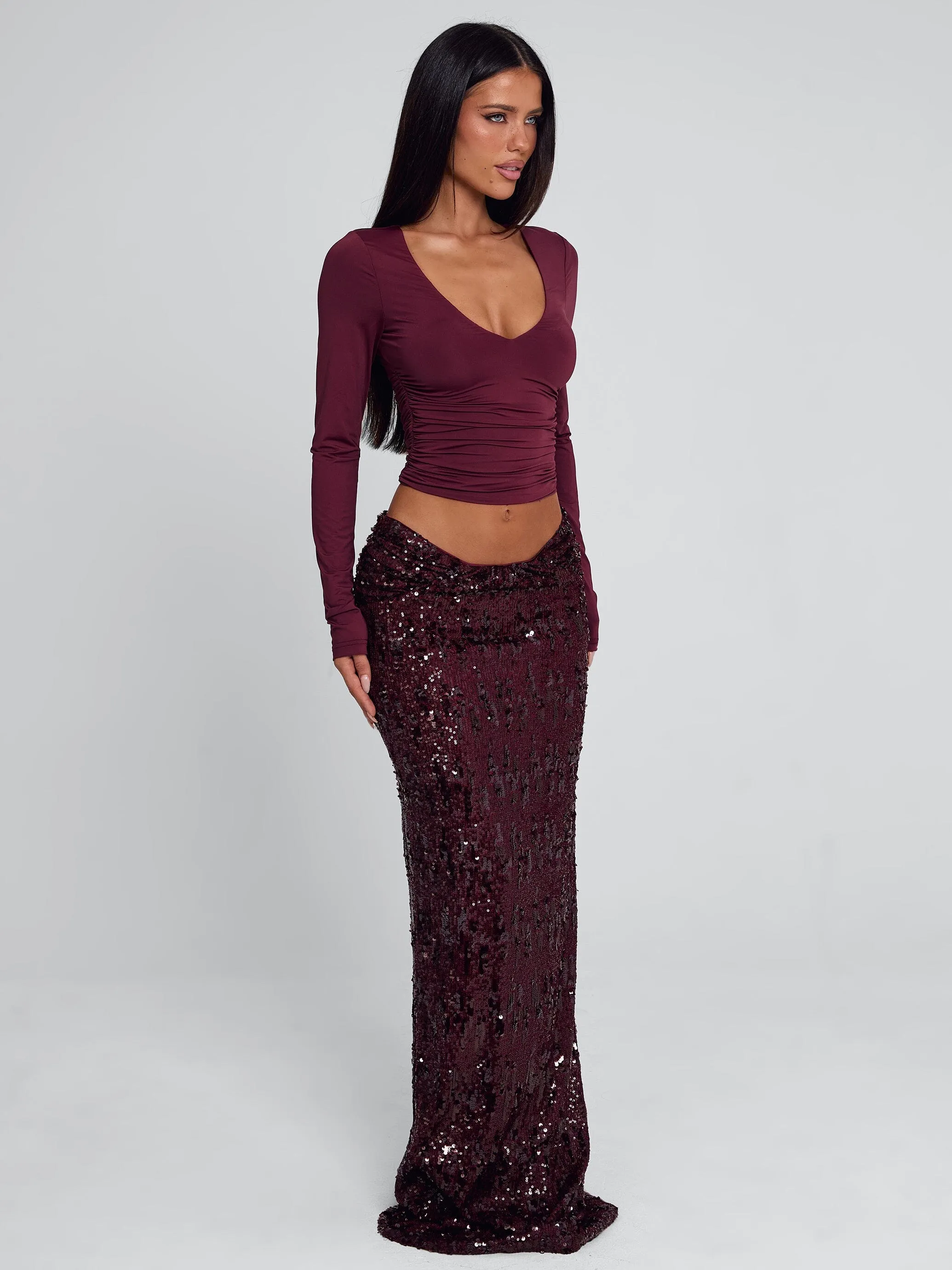 ISLE MAXI SKIRT BURGUNDY sold by Outcast Clothing product image thumbnail 3