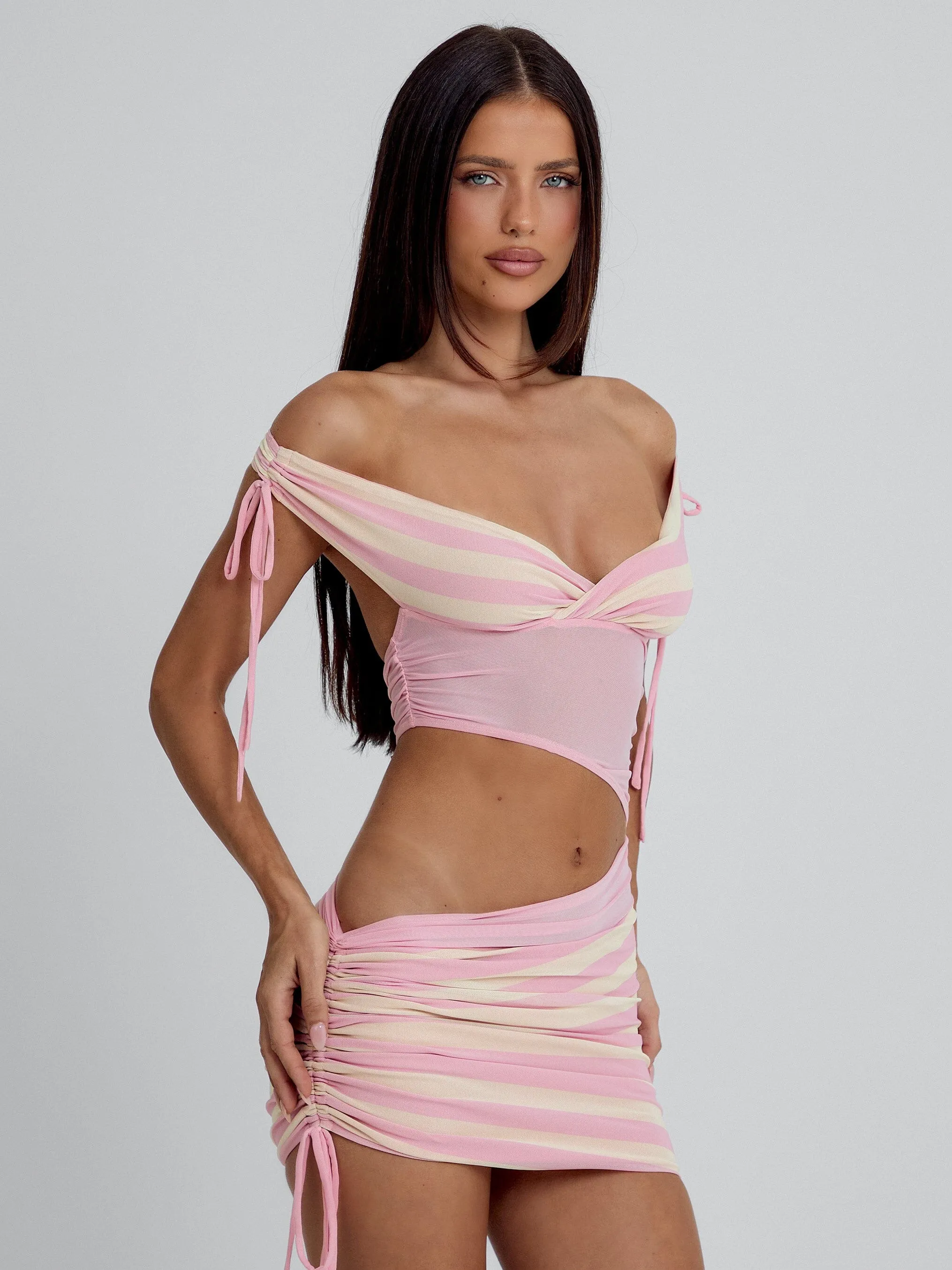 LEONA MINI DRESS PINK STRIPE sold by Outcast Clothing product image thumbnail 5