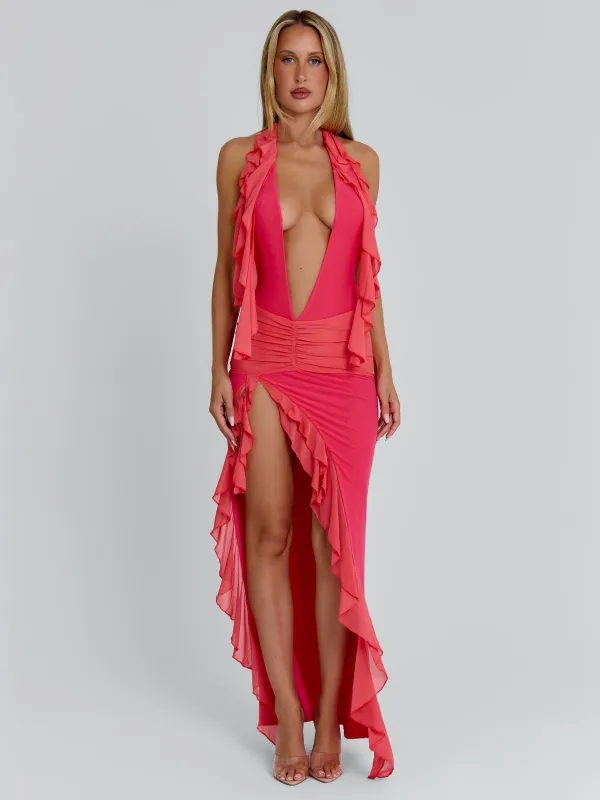 JANIE MAXI DRESS CORAL made by Outcast Clothing