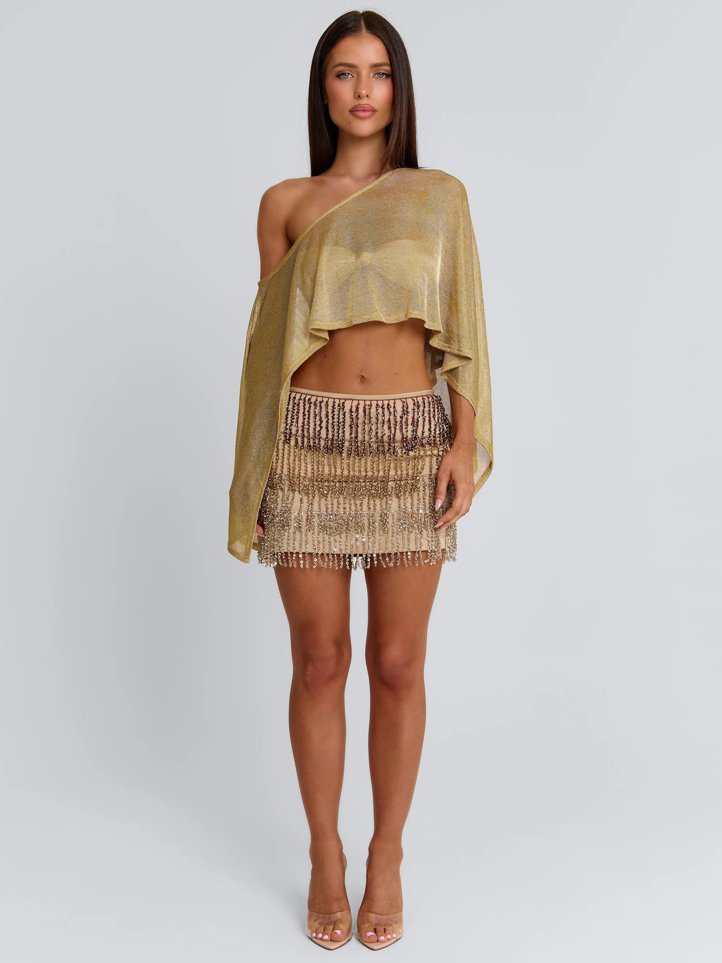 VALINA MINI SKIRT GOLD sold by Outcast Clothing